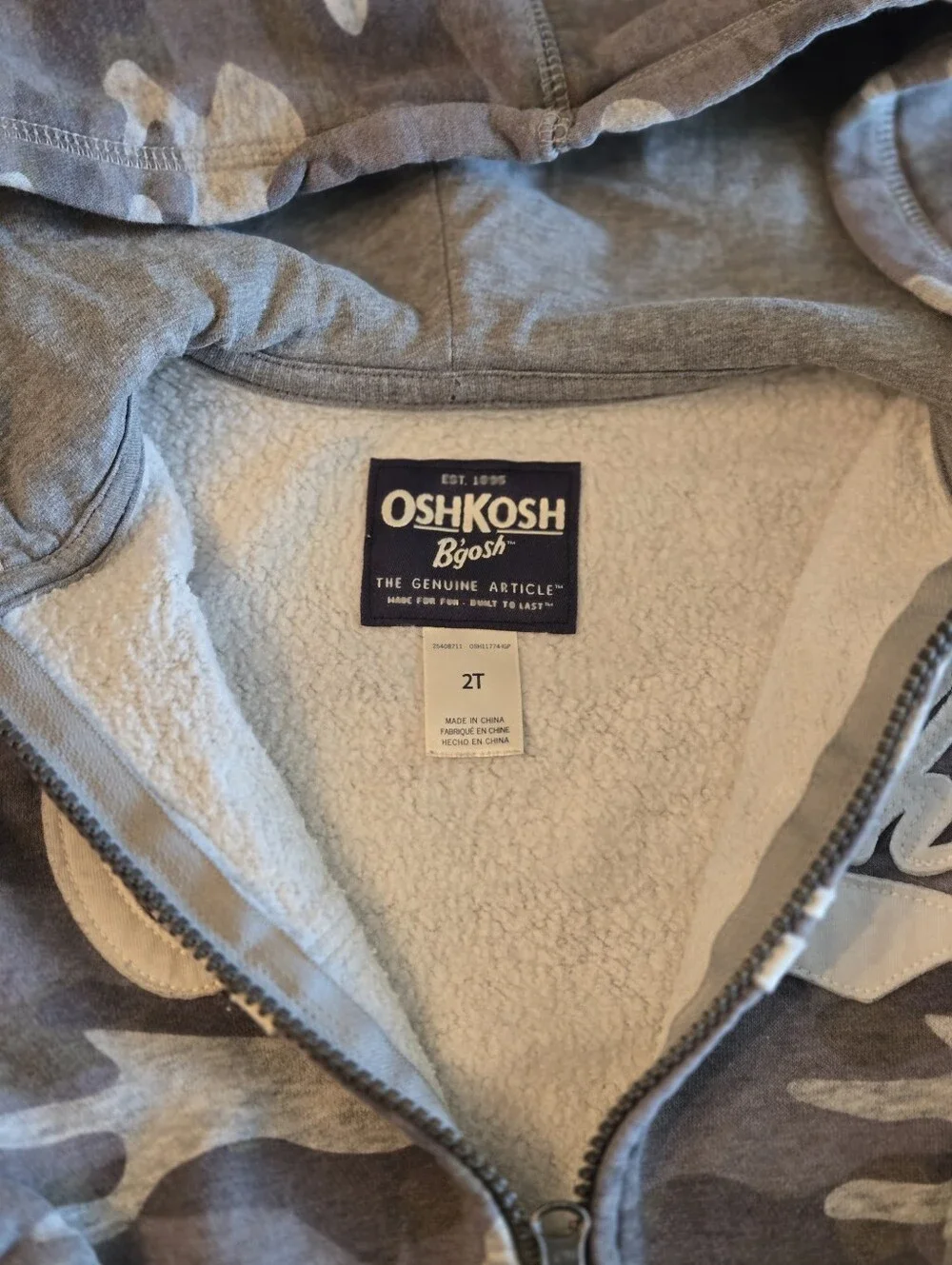 OshKosh B'gosh Gray Camo Hoodie & Joggers Set- 2T GREY TONED